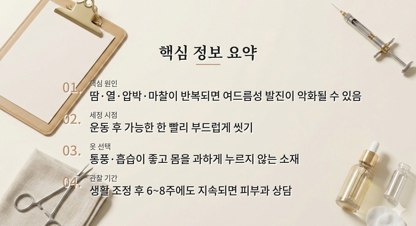브라 끈·운동복 마찰로 생기는 등드름, 세정과 옷 관리 순서 비교 가이드