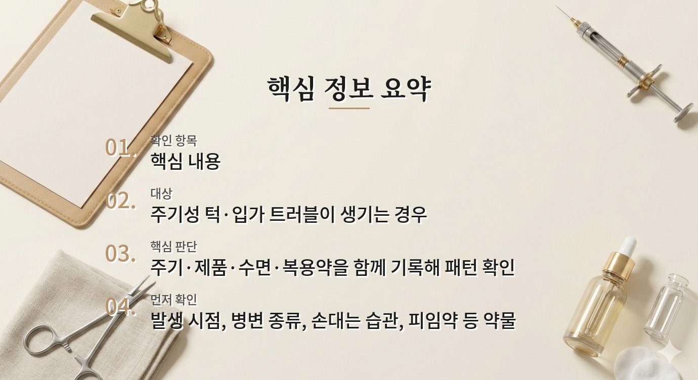 생리 주기마다 턱 트러블이 반복될 때 기록하면 좋은 것 비교 가이드