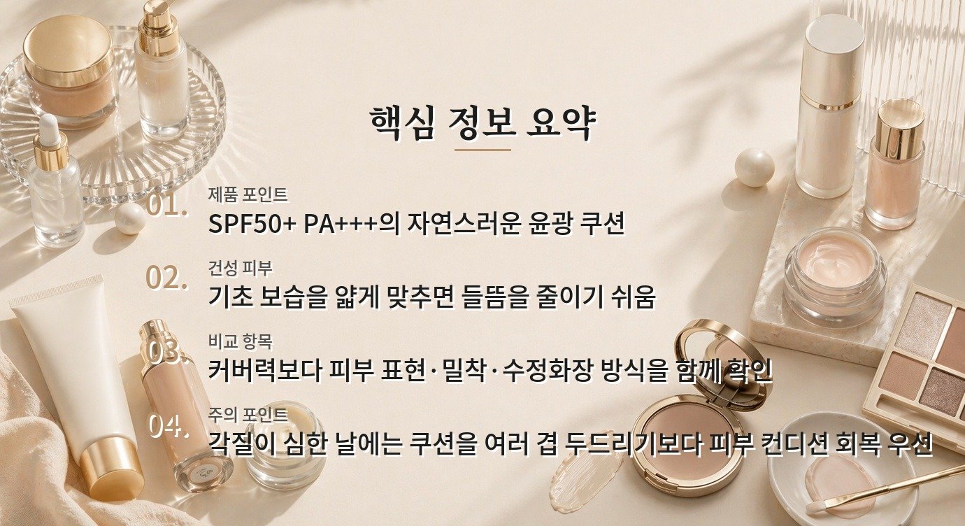 정샘물 에센셜 스킨 누더 쿠션은 건성 피부에 잘 맞을까요? 비교 가이드