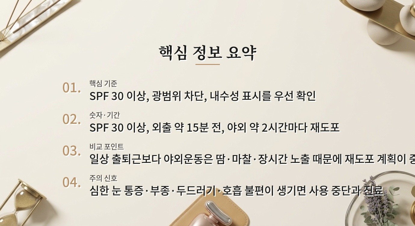 남자 야외운동 선크림, 땀 많은 날 덧바르는 타이밍 비교 가이드
