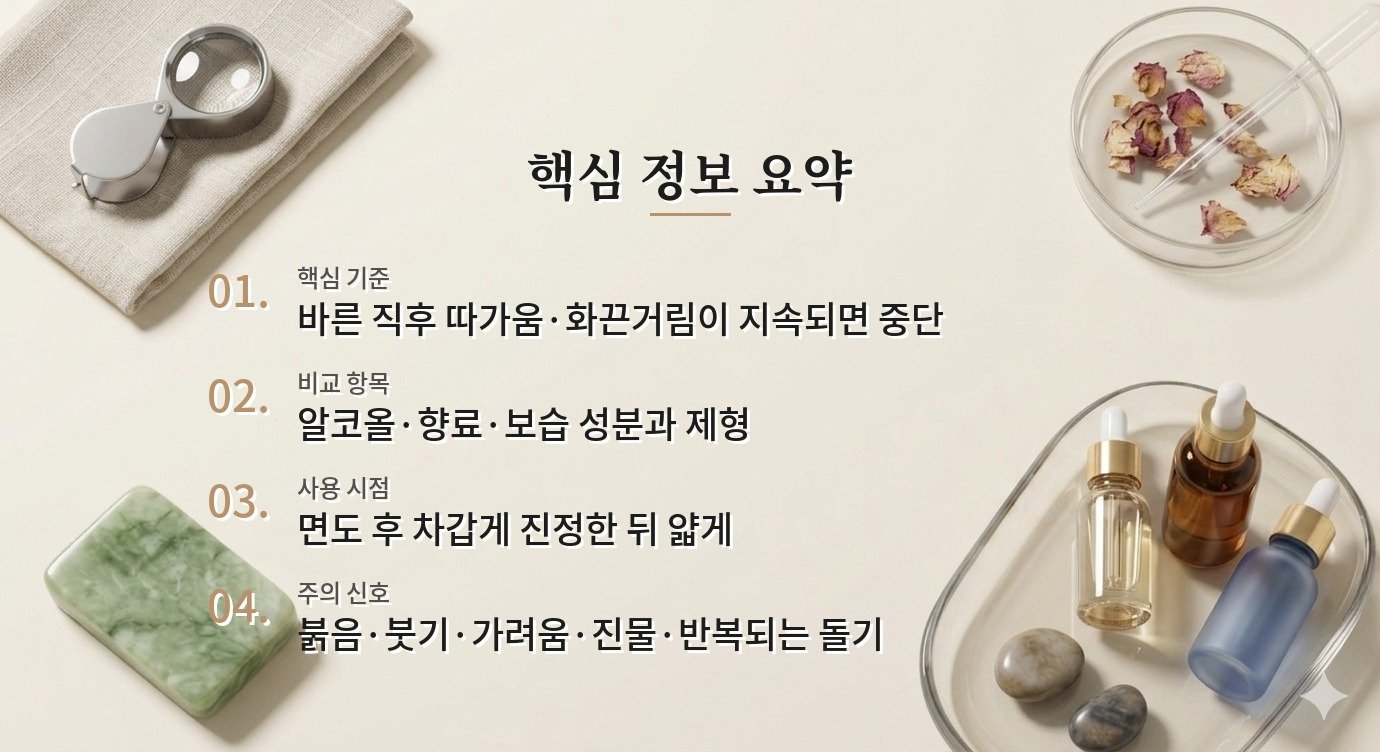 남자 애프터쉐이브가 따갑다면 계속 써도 될까요? 비교 가이드