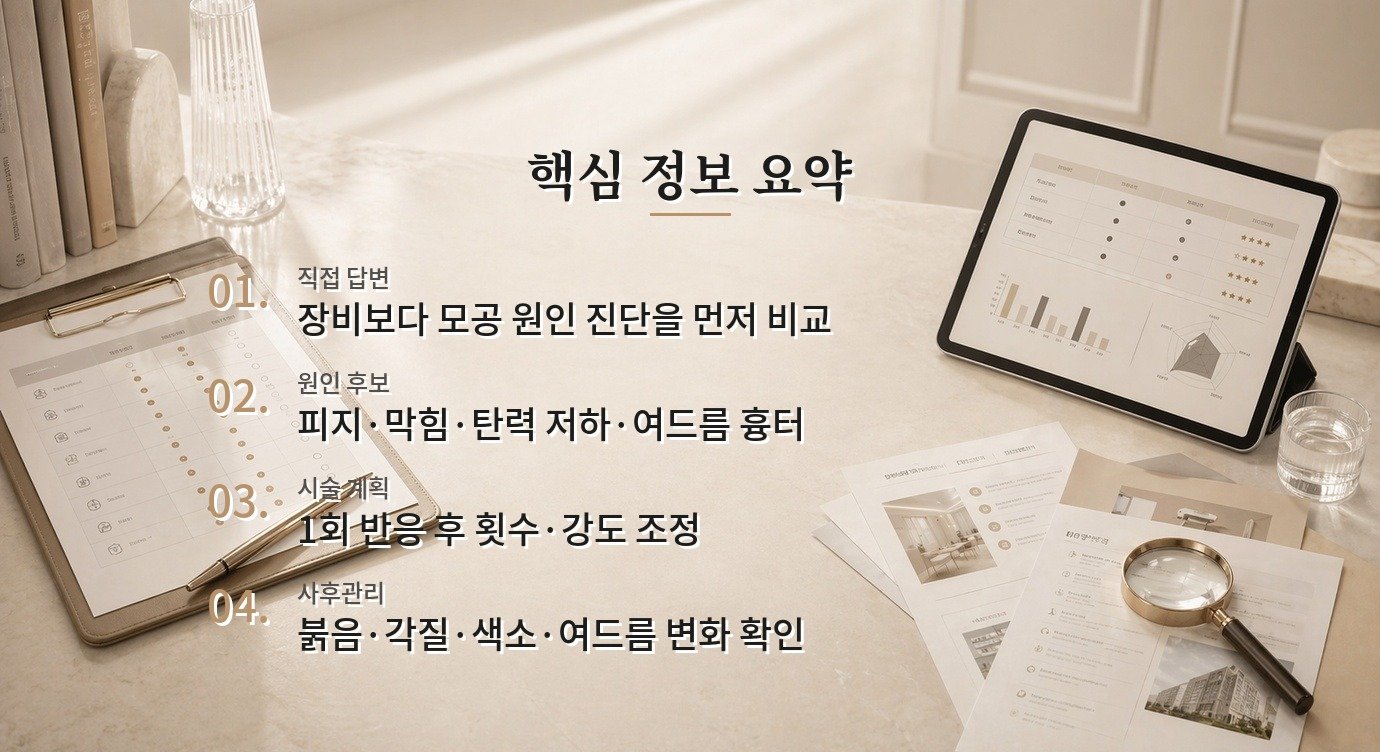 남자 모공 시술은 어떤 기준으로 피부과를 비교해야 하나요? 비교 가이드