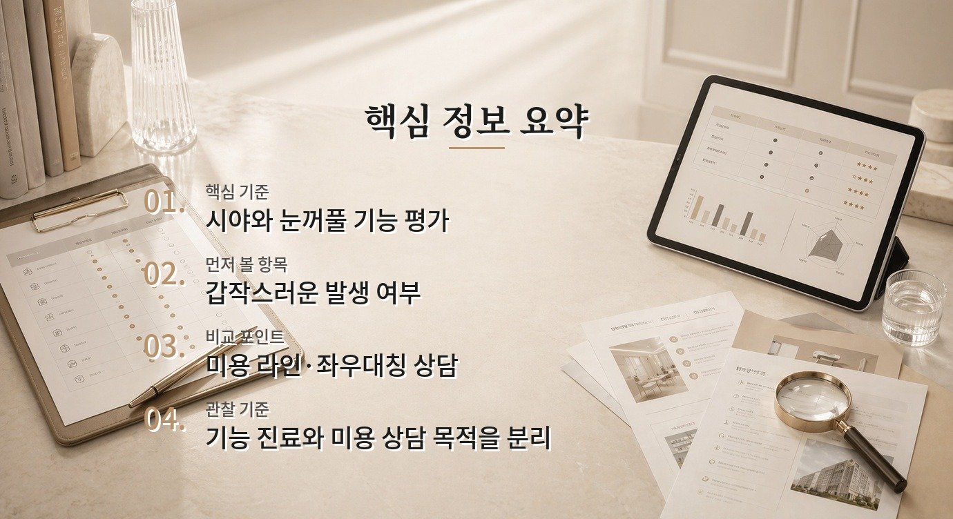 남자 안검하수 병원, 안과와 성형외과 중 어디로 가야 하나요? 비교 가이드