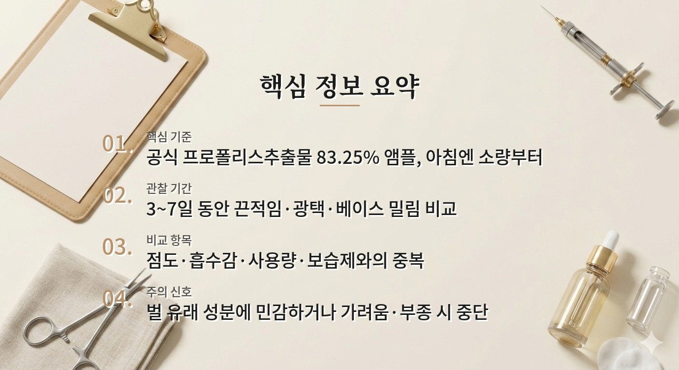 코스알엑스 프로폴리스 라이트 앰플은 화장 전에 끈적이지 않을까요? 비교 가이드