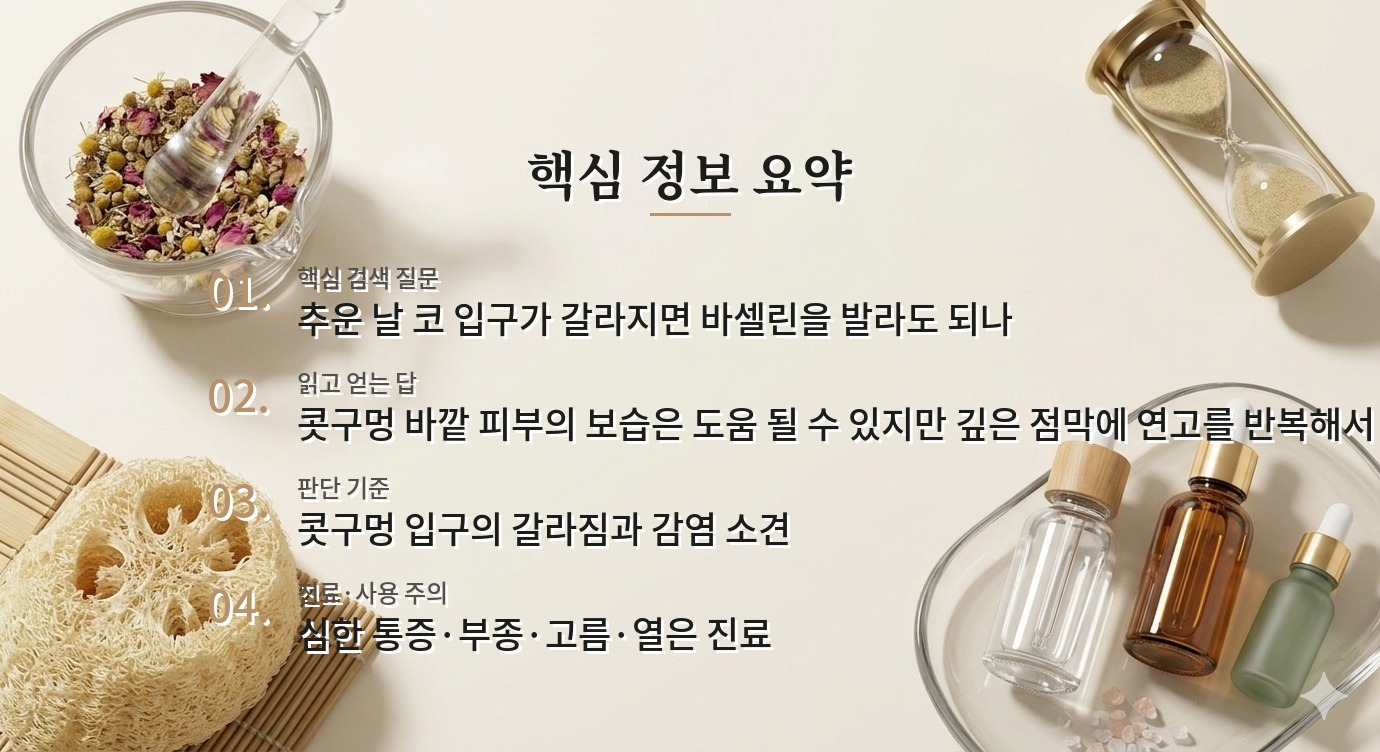 남자 스키장 다녀온 뒤 콧구멍 입구가 헐었다면, 피부와 점막 관리 구분 비교 가이드