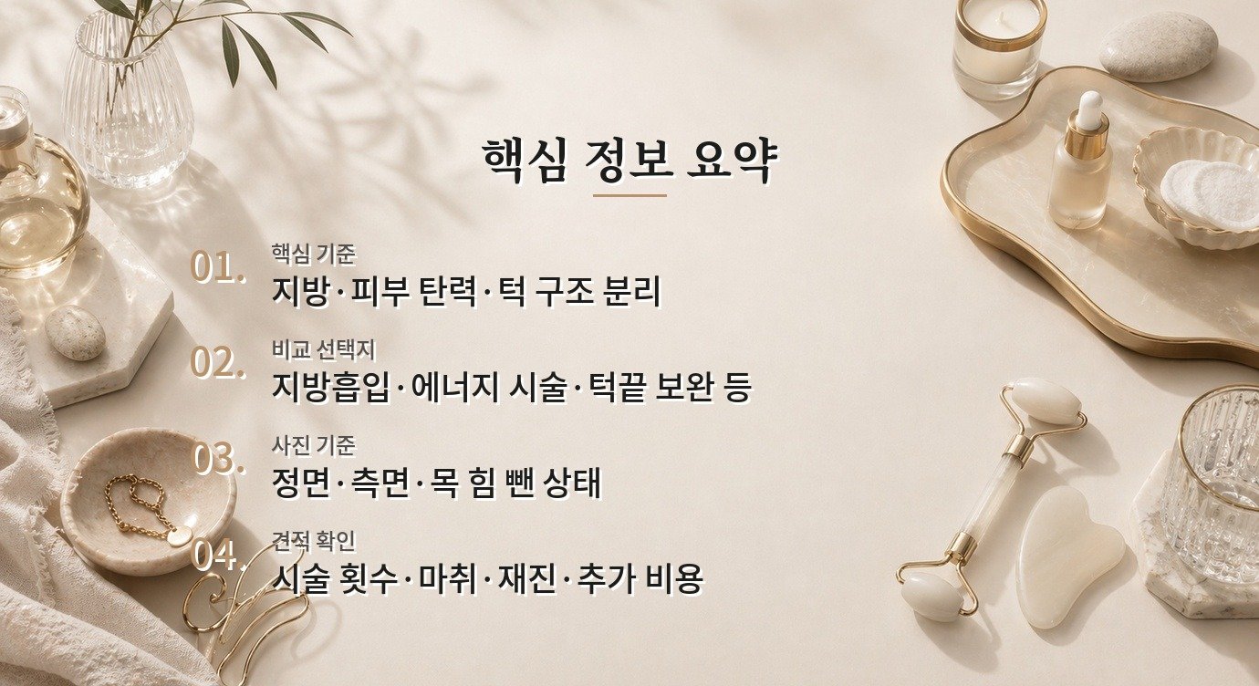 남자 이중턱 시술 병원, 지방·피부·턱 구조를 나눠 보는 상담 기준 비교 가이드