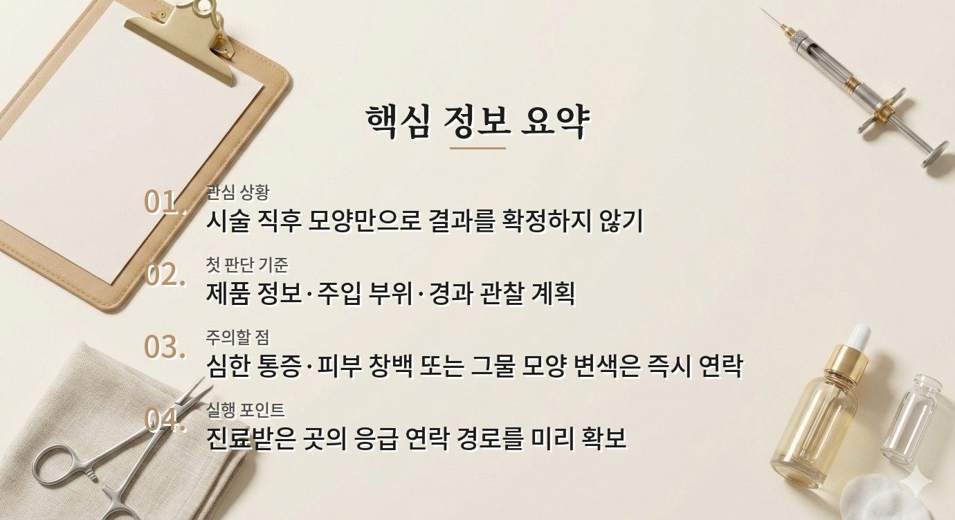 입술 필러 후 뭉침과 붓기, 재진이 필요한 신호 구분 비교 가이드