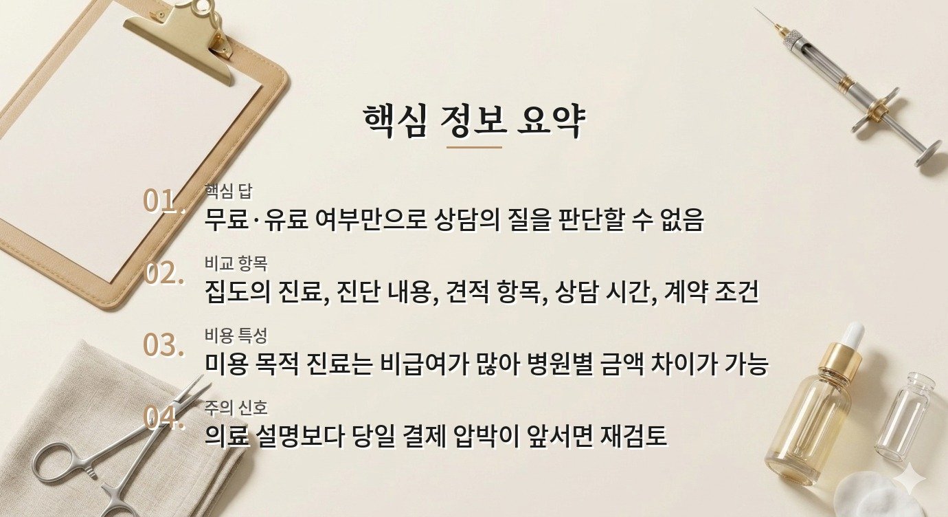 성형외과 상담비가 다른데 무료 상담이 더 유리한가요? 비교 가이드