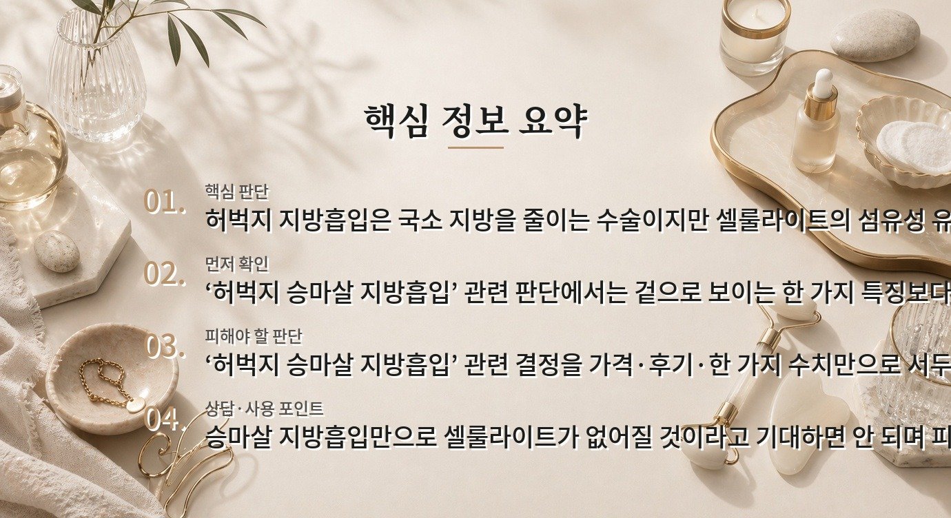허벅지 승마살 지방흡입을 하면 셀룰라이트도 없어질까요? 비교 가이드