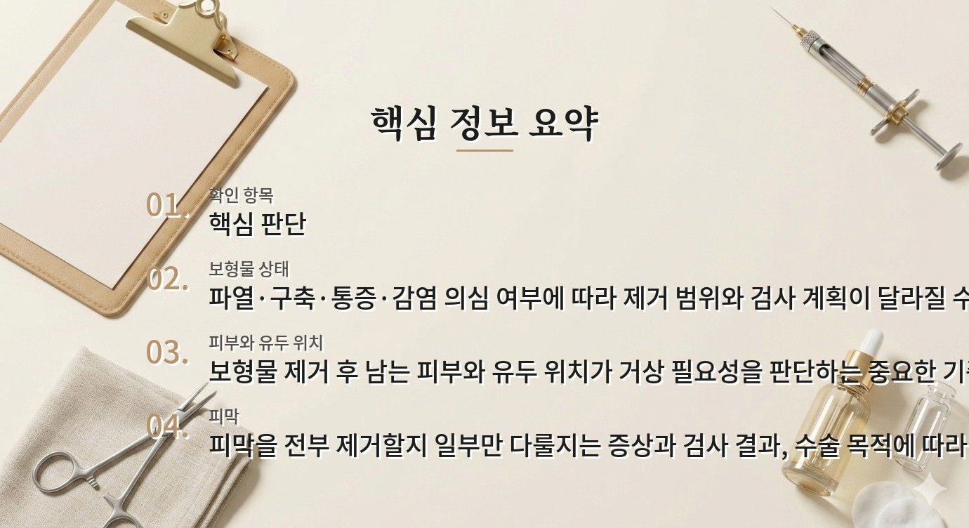 가슴 보형물 제거 후 처짐, 거상까지 같이 해야 하는 경우와 지켜볼 수 있는 경우 비교 가이드