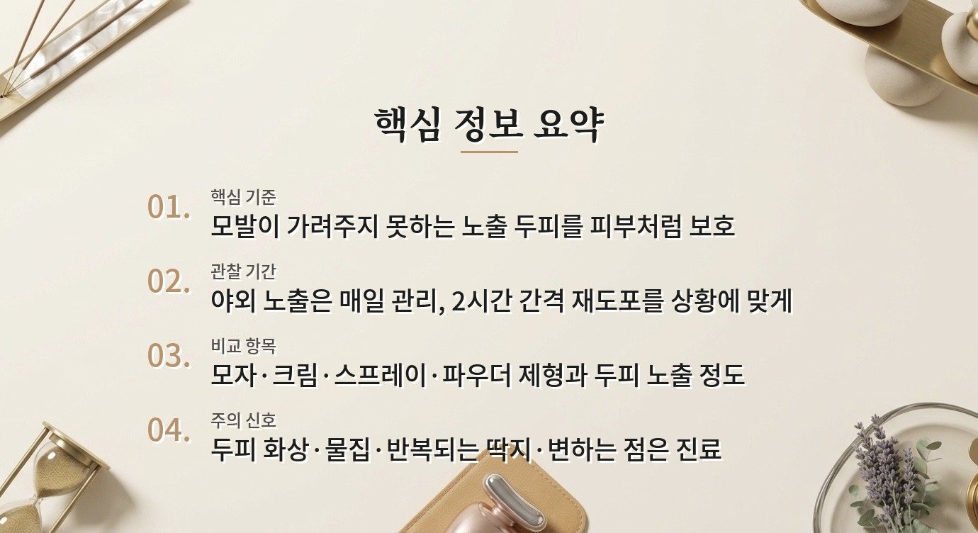 남자 정수리 탈모 부위에도 선크림을 발라야 하나요? 비교 가이드