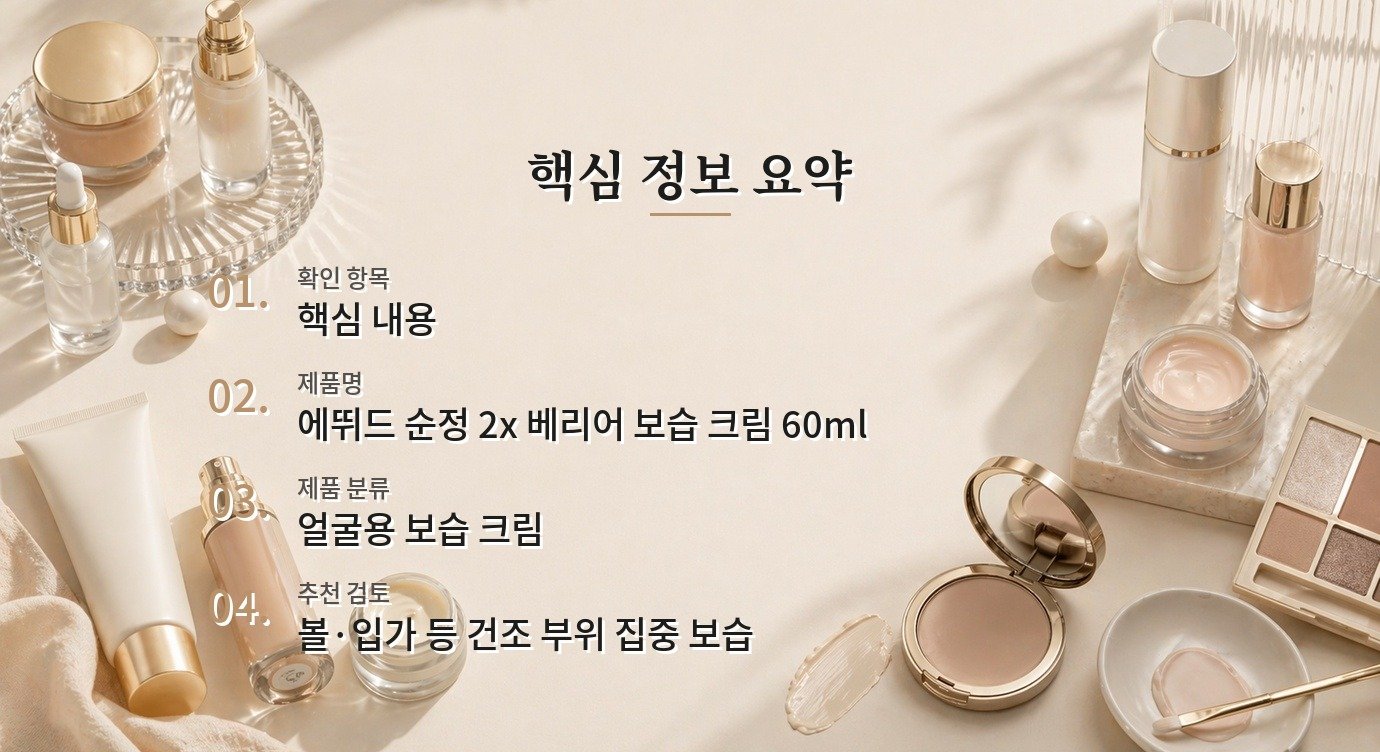 에뛰드 순정 2x 베리어 보습 크림 60ml, 건조한 볼에만 덧발라도 될까? 비교 가이드