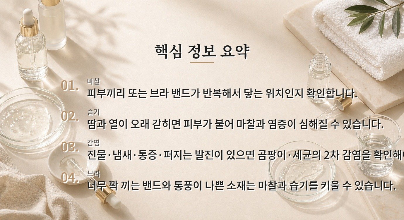 가슴 밑 땀과 브라 마찰로 붉어질 때 파우더를 덧바르기 전에 확인할 것 비교 가이드