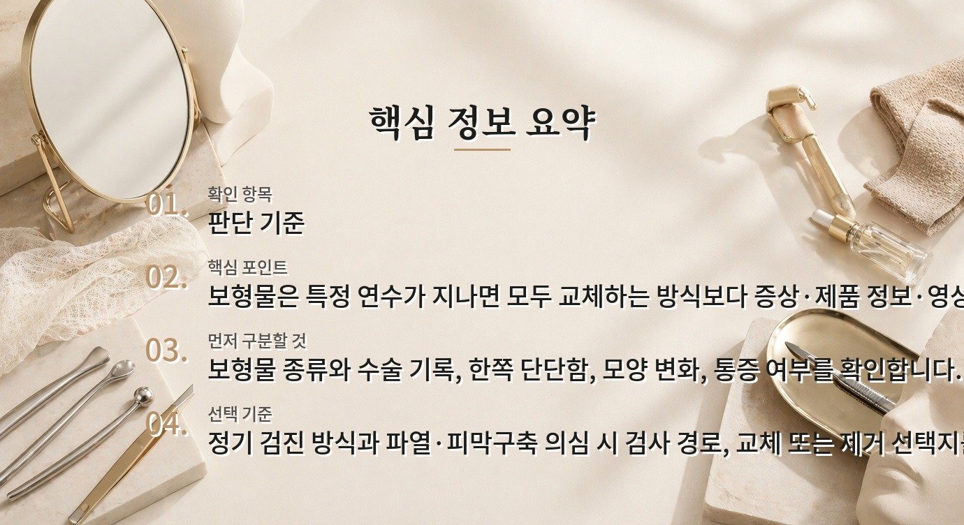 가슴 보형물 교체 시기, 연수보다 증상과 검사 결과를 먼저 보는 이유 비교 가이드