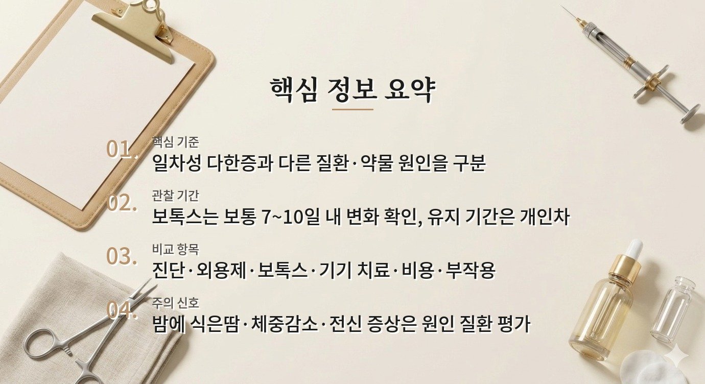 남자 겨드랑이 다한증 병원은 보톡스 외 치료까지 상담하나요? 비교 가이드