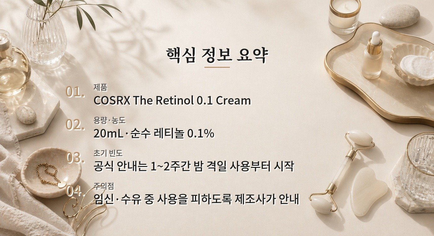 코스알엑스 The Retinol 0.1 Cream, 입문자가 사용 빈도를 조절하는 포인트 비교 가이드