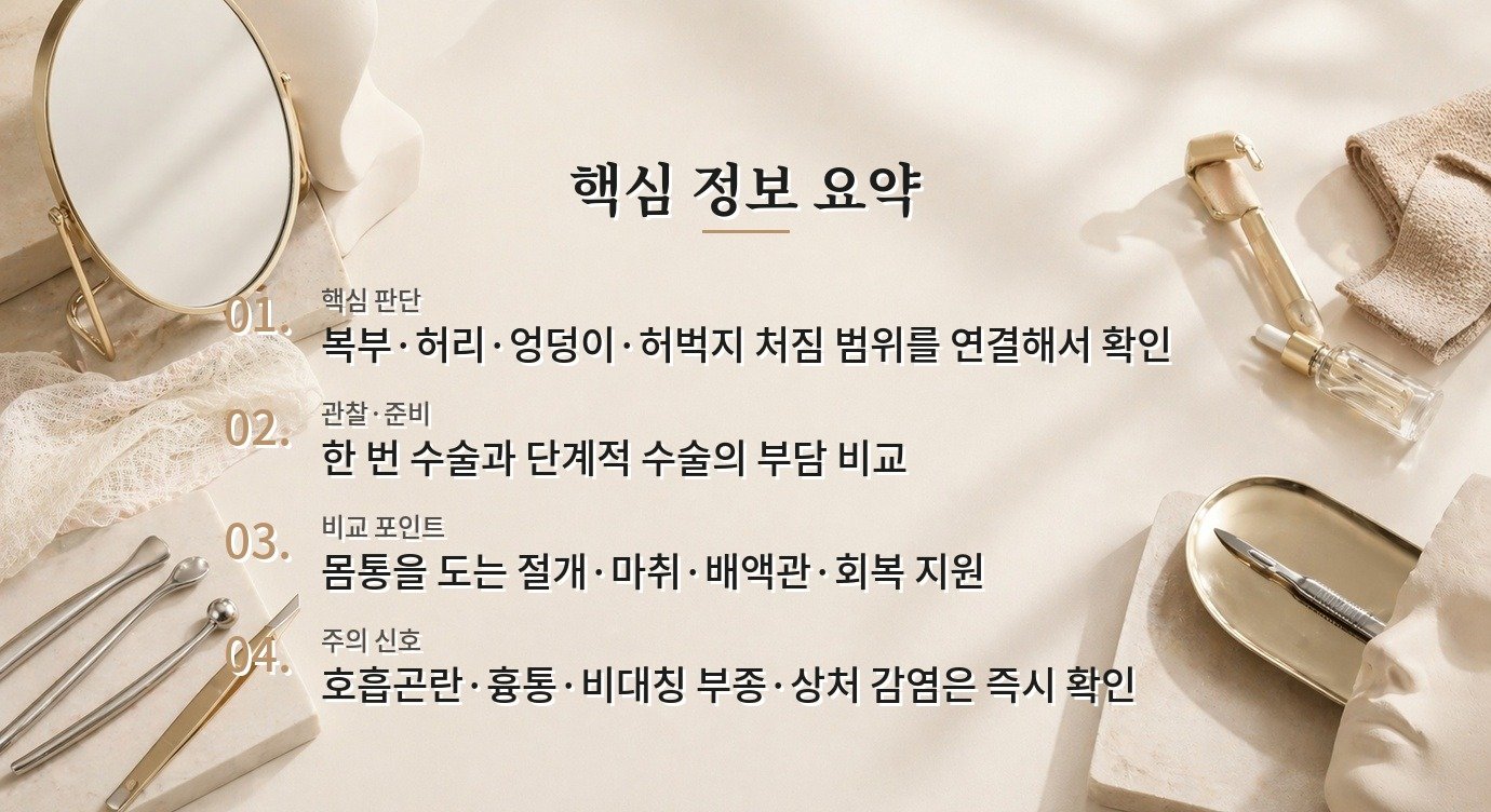 남자 하체 바디리프트, 허리·엉덩이·허벅지 처짐을 한 번에 다룰 때 볼 범위 비교 가이드