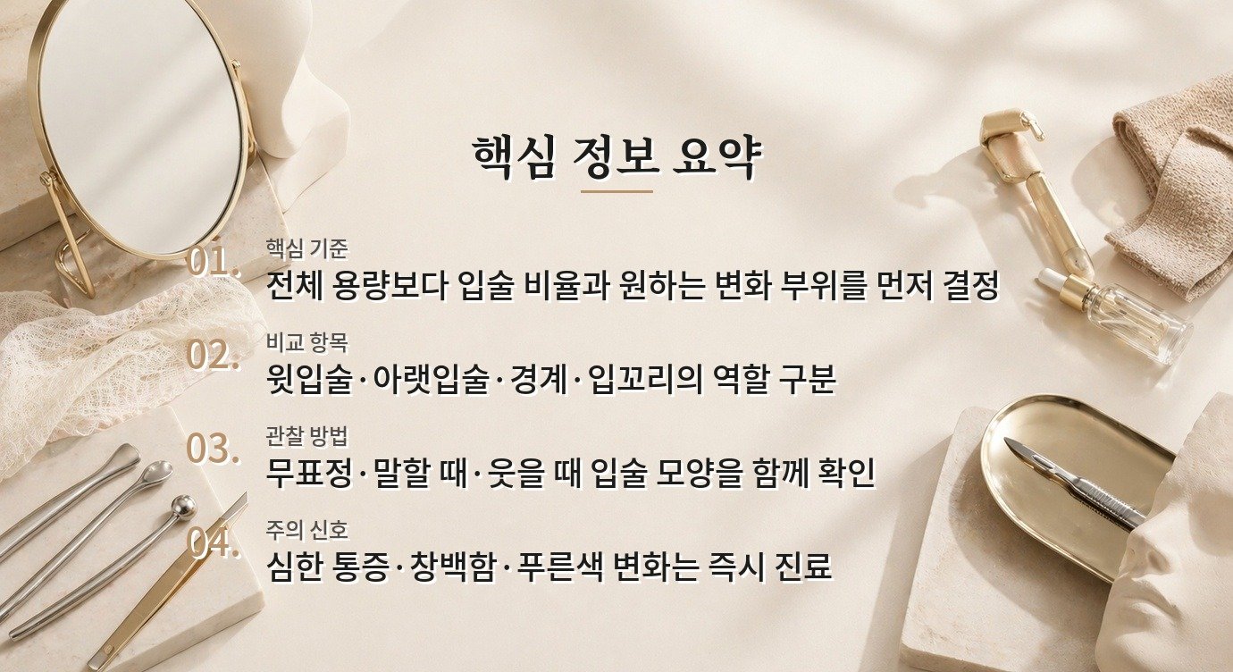 남자 입술필러는 티 나지 않게 어느 부위를 조절하나요? 비교 가이드