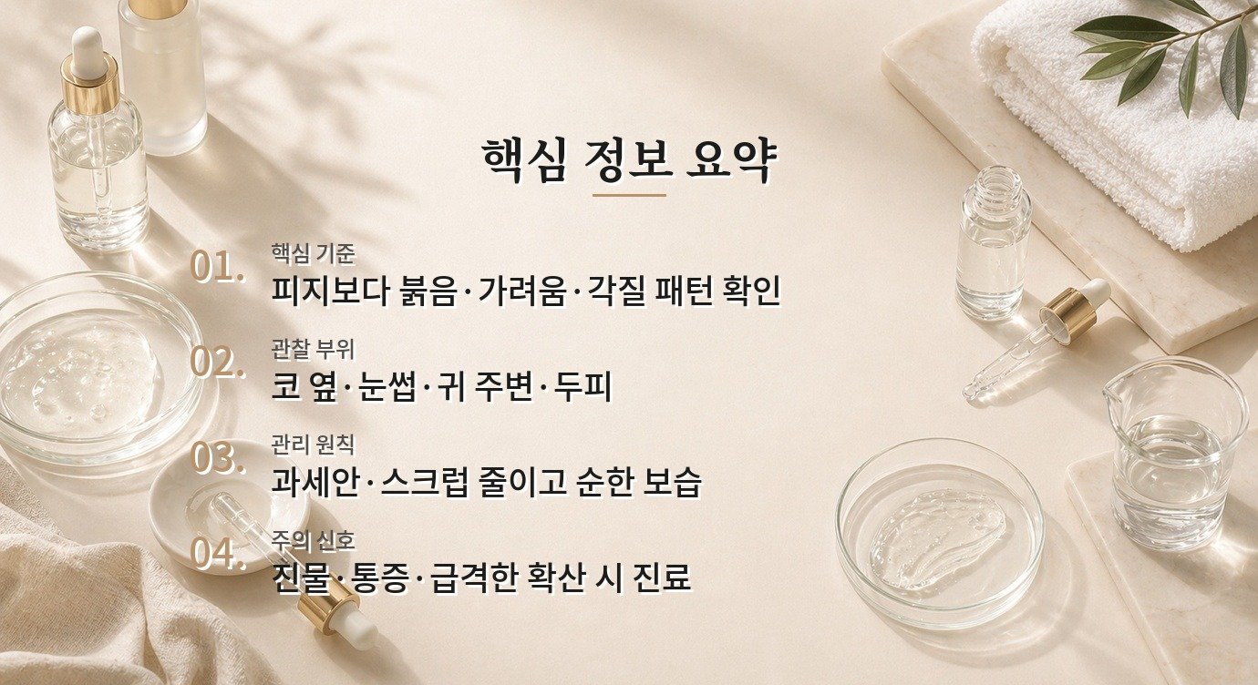 남자 코 옆이 빨갛고 각질이 생길 때 피지 관리보다 먼저 볼 피부 신호 비교 가이드