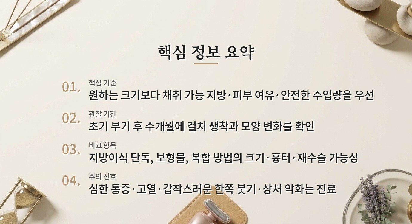 가슴 지방이식은 보형물 없이도 원하는 만큼 커질 수 있나요? 비교 가이드
