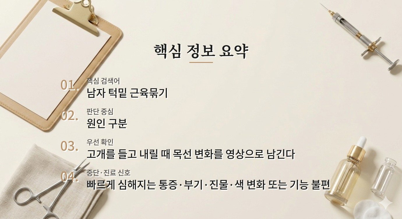 남자 턱밑 근육묶기 상담, 지방량과 목선 처짐을 구분해야 하는 까닭 비교 가이드