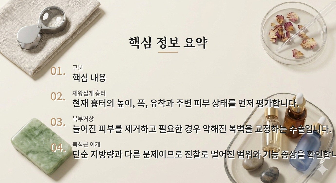 제왕절개 흉터와 복부거상, 기존 흉터를 활용할 수 있는지 보는 이유 비교 가이드