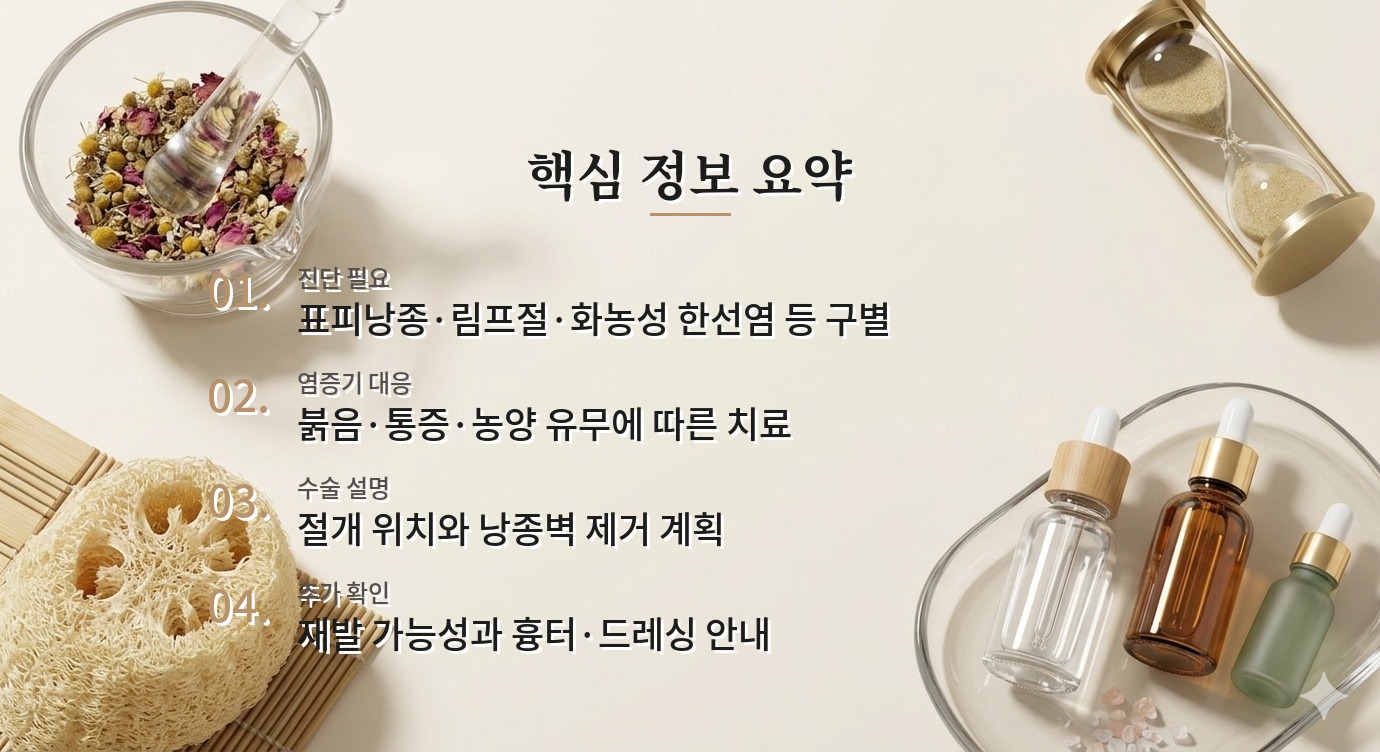 여성 겨드랑이 피지낭종 병원 비교, 염증기 절개와 제거 시기를 설명하는 곳 비교 가이드