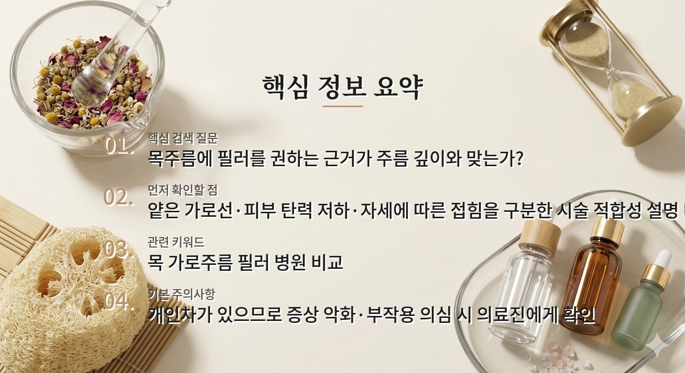 목 가로주름 필러 병원 비교, 깊은 선과 피부 처짐을 어떻게 구분할까? 비교 가이드