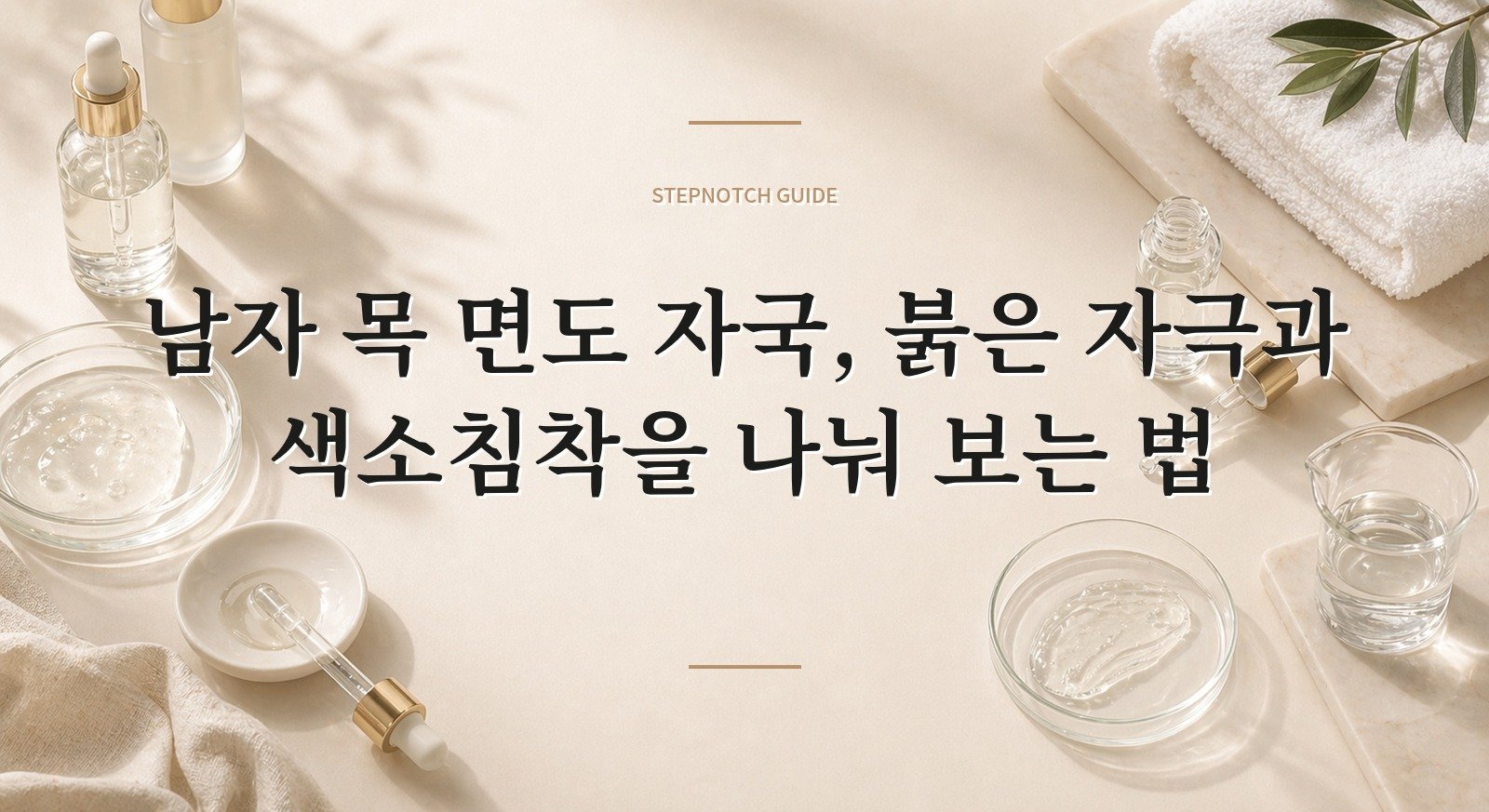 남자 목 면도 자국, 붉은 자극과 색소침착을 나눠 보는 법