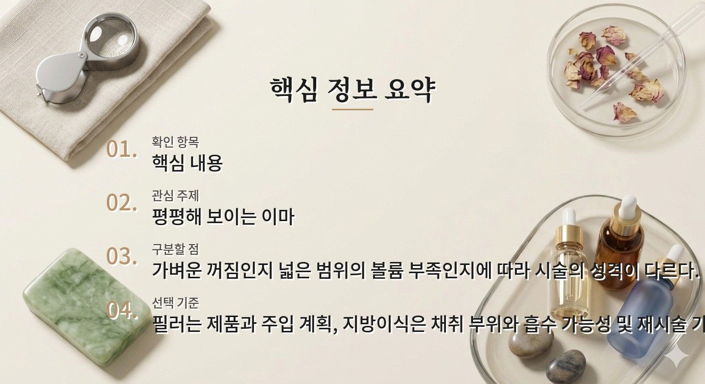 이마 필러와 지방이식, 볼륨 선택의 판단 기준 비교 가이드