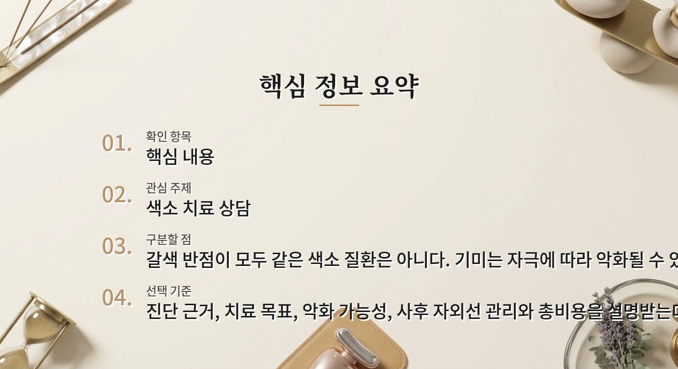 기미 레이저 병원 비교, 회차 할인보다 진단이 먼저 비교 가이드