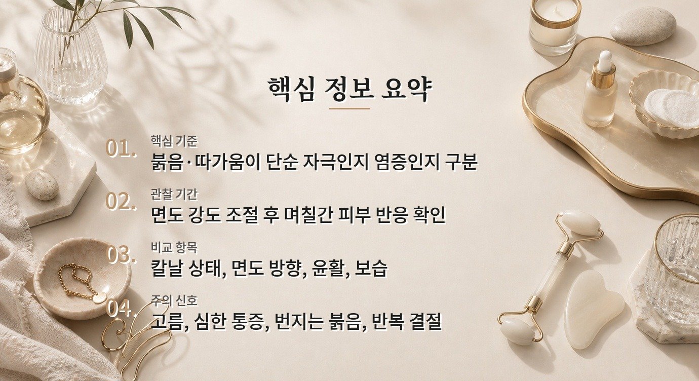 남자 면도날 때문에 피부가 따갑고 붉을 때 계속 면도해도 되나요? 비교 가이드