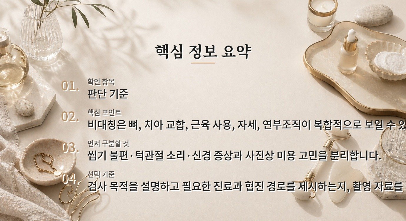남자 안면비대칭 상담 병원, 치과·성형외과·재활의학과 역할을 나누는 법 비교 가이드