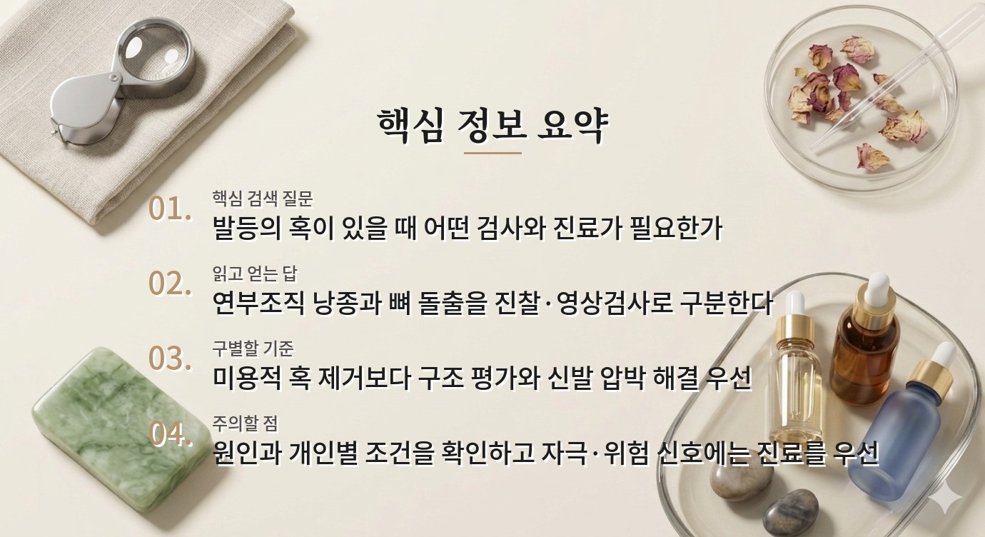 남자 발등에 신발이 닿을 때 아픈 혹, 결절종과 뼈 돌출을 나눠 보는 진료 비교 가이드