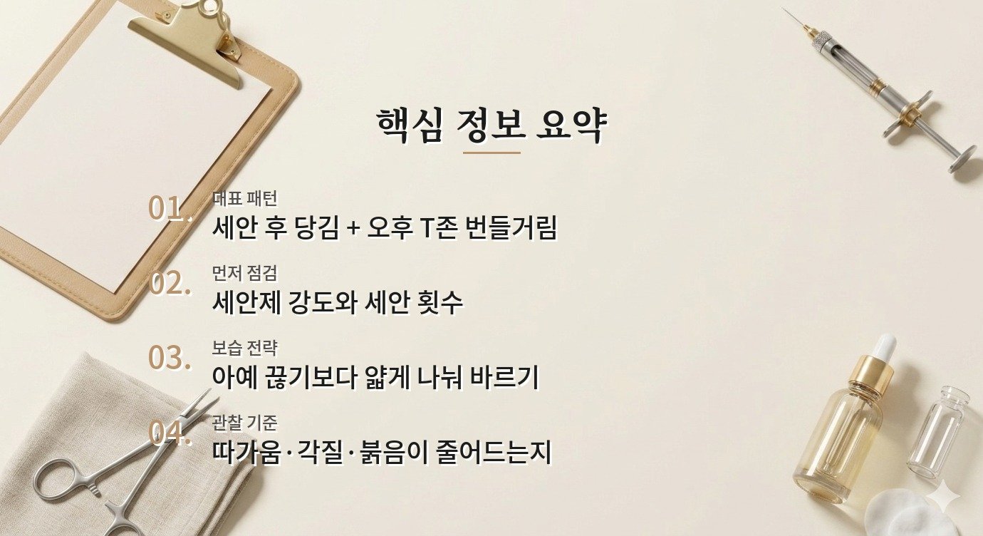 오후만 되면 번들거리는데 세안 후에는 당기는 남자 피부, 보습을 줄여야 할까? 비교 가이드