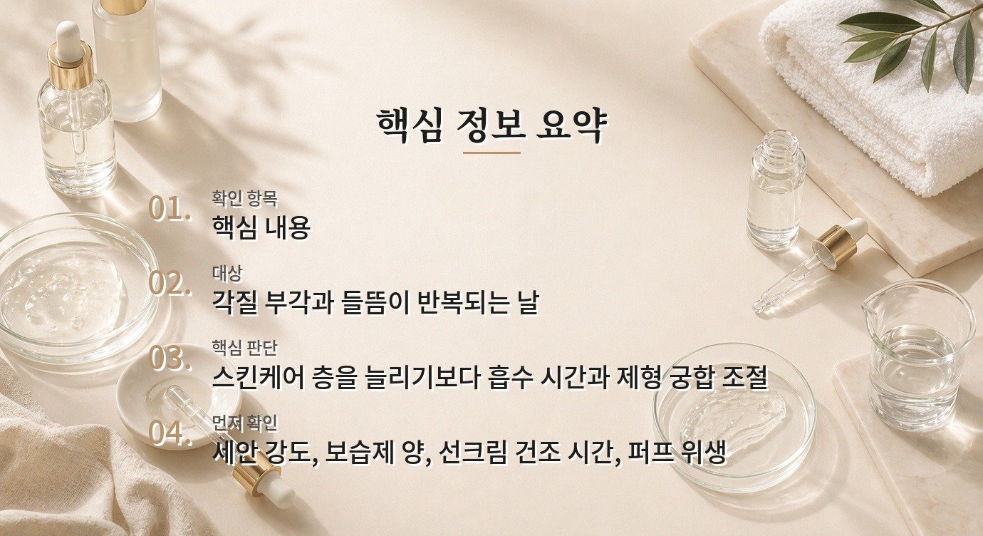 실내 건조로 베이스 메이크업이 뜰 때 아침 보습 조절법 비교 가이드