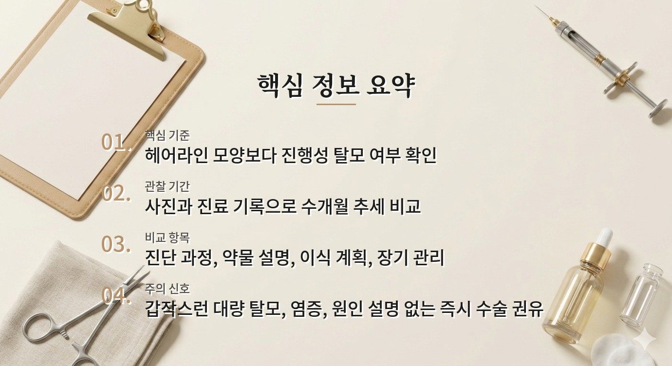 남자 M자 탈모 병원, 모발이식 상담보다 원인 진단을 먼저 보는 이유 비교 가이드