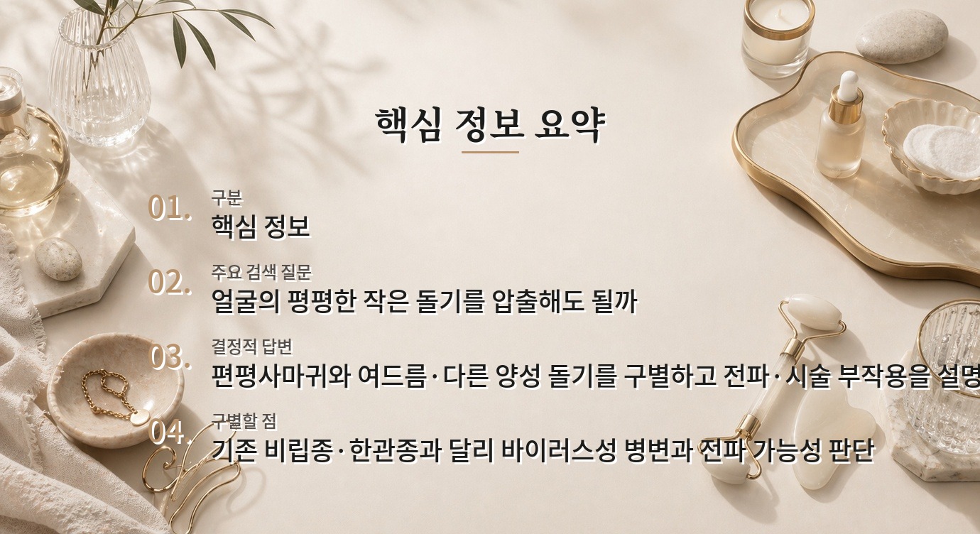 얼굴 편평사마귀 병원 비교, 좁쌀여드름으로 착각했을 때 상담 기준 비교 가이드