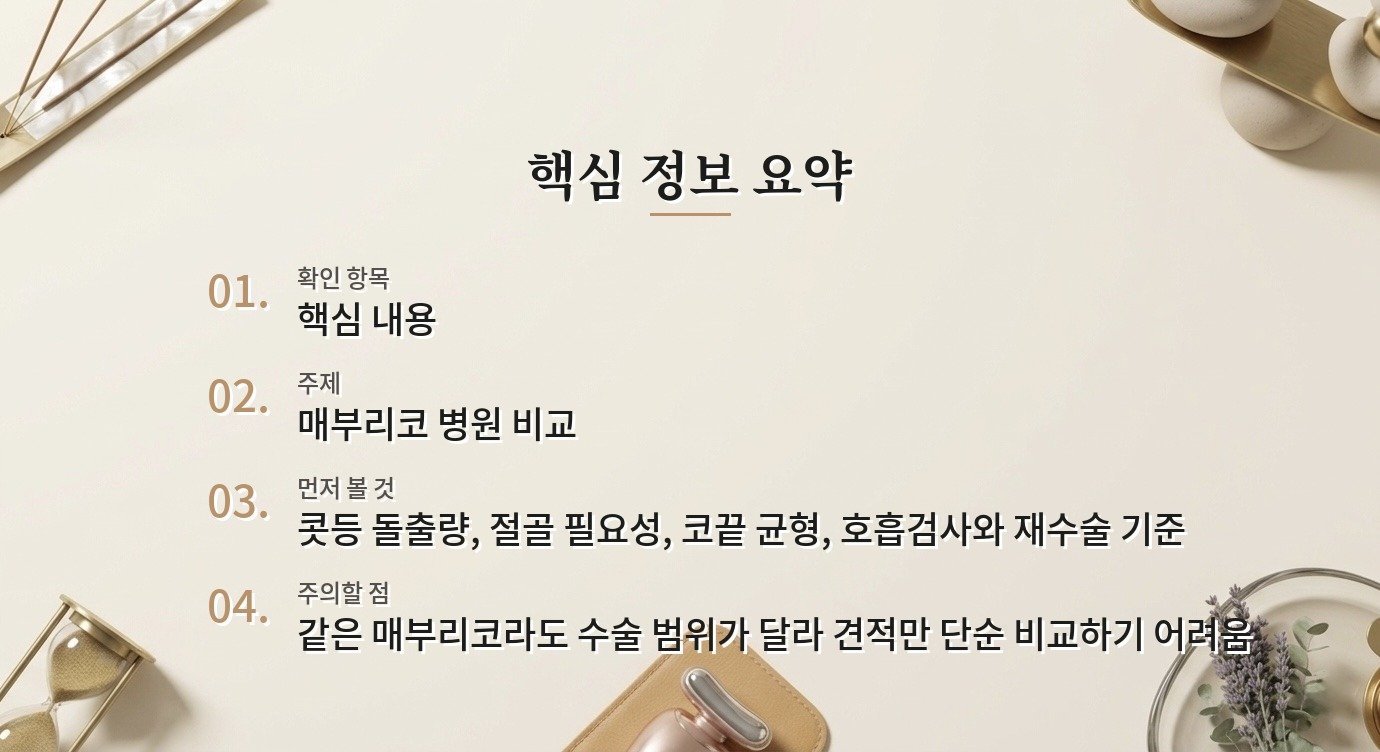 매부리코 수술 병원 비교, 절골 여부를 설명받는 순서 비교 가이드