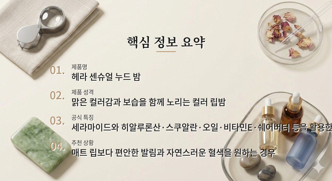 헤라 센슈얼 누드 밤, 보습감과 맑은 발색을 함께 볼 때 비교 가이드