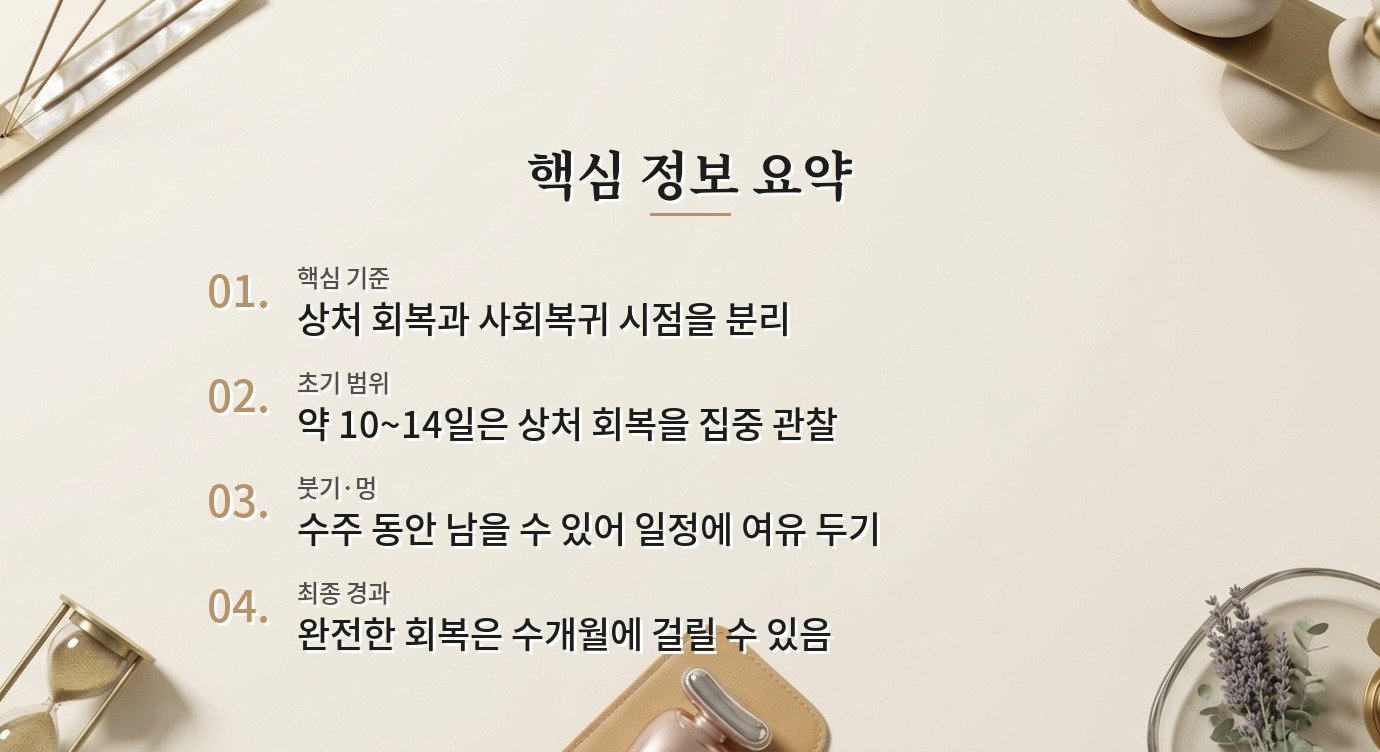 눈썹거상술 후 실밥·멍·출근 시점을 따로 보는 회복 계획 비교 가이드