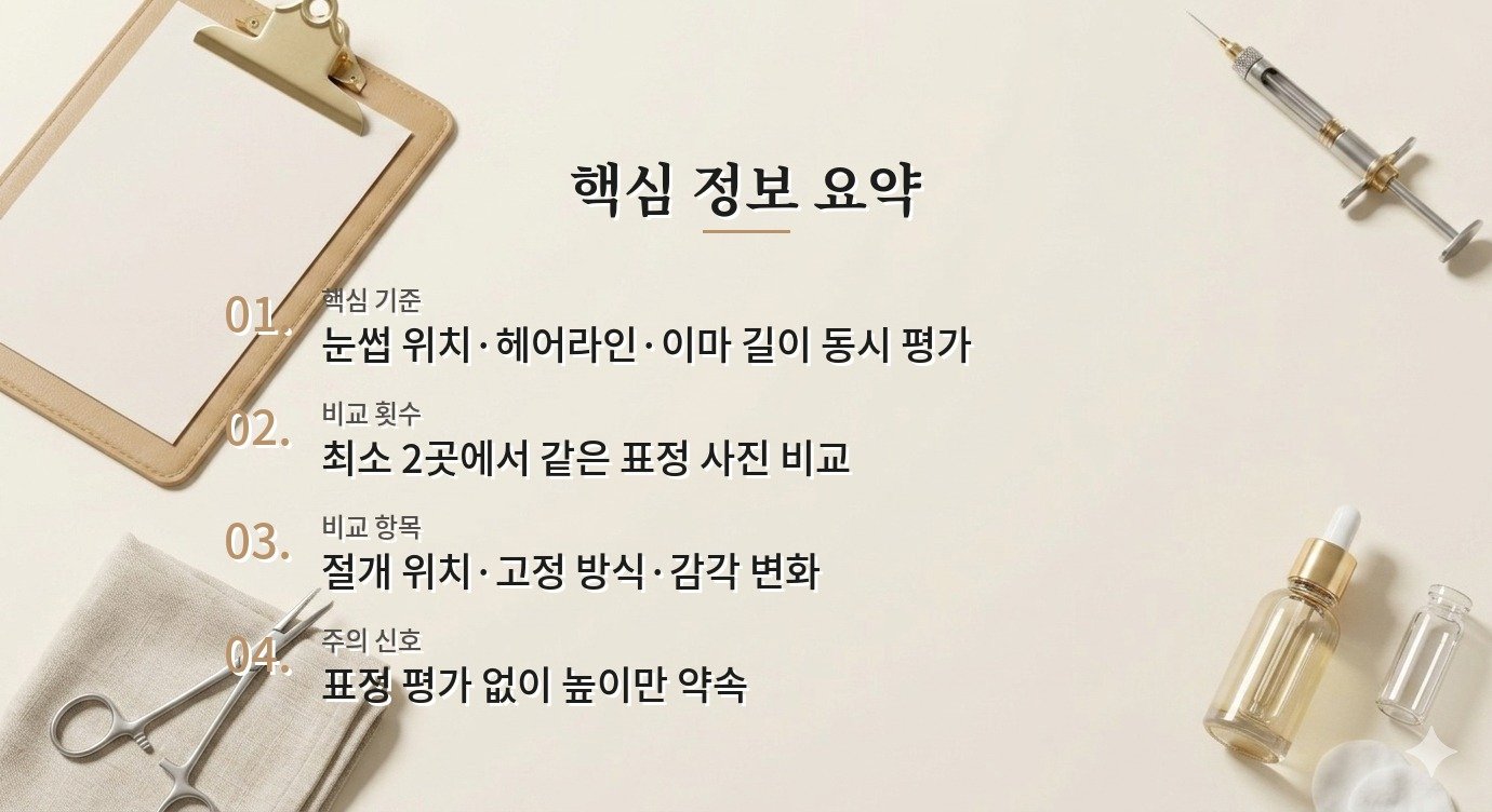 이마거상 병원, 헤어라인·눈썹 비대칭을 같은 사진에서 비교하는 법 비교 가이드