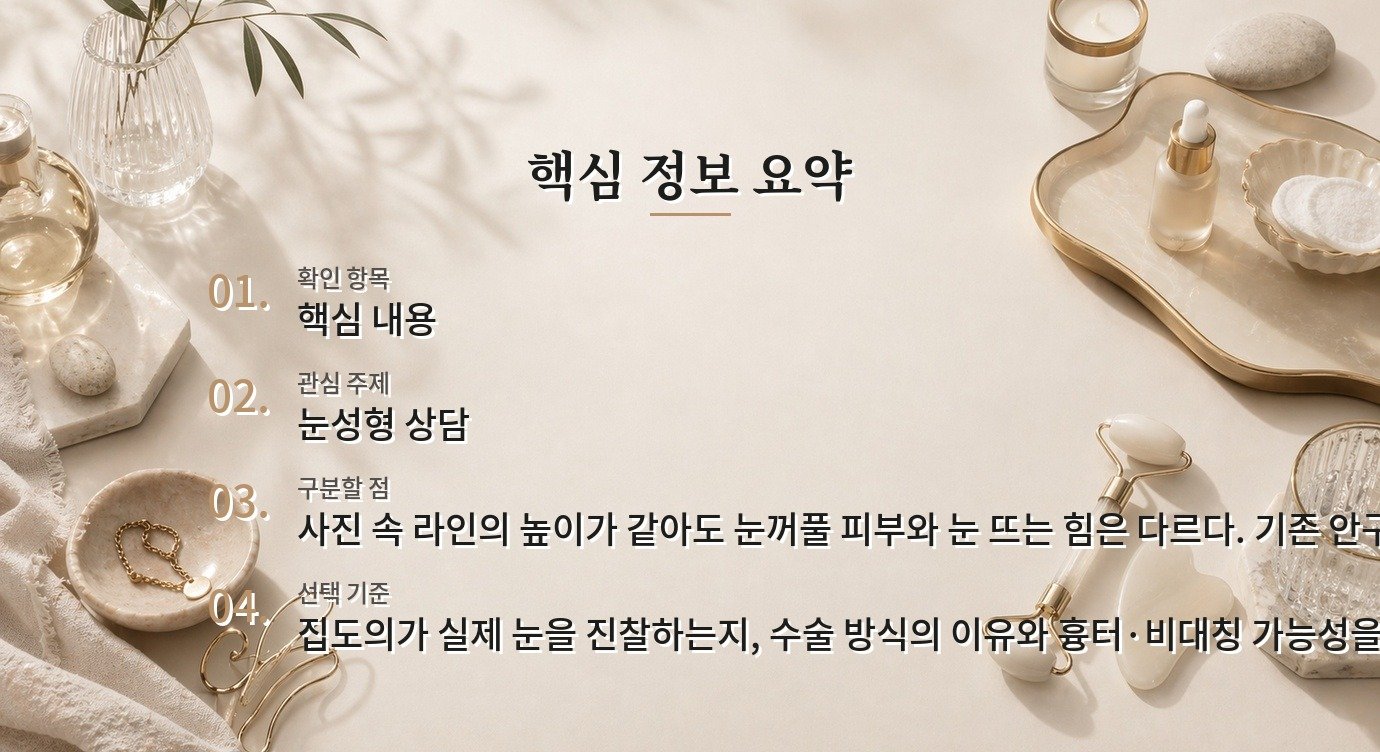 여성 눈성형 병원 비교, 라인 사진보다 진단 설명 비교 가이드