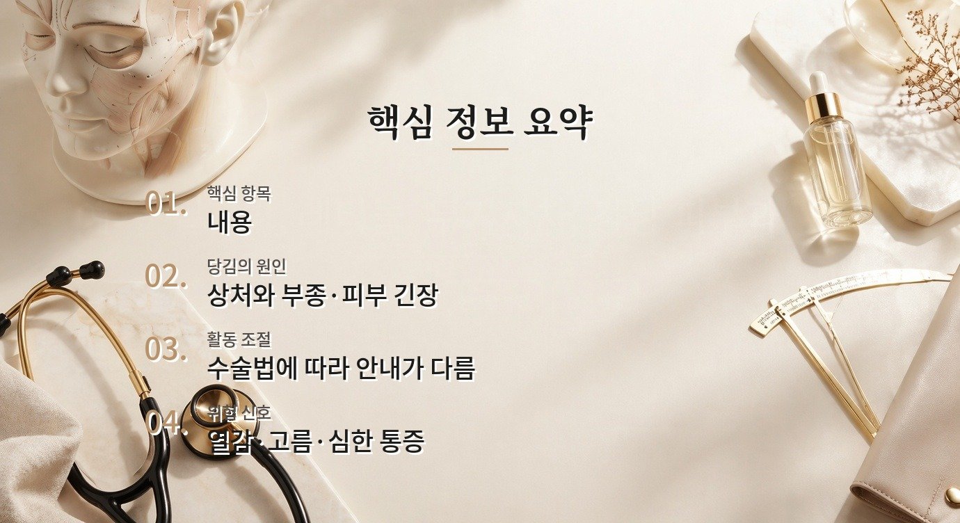 남자 액취증 수술 뒤 팔이 당길 때, 회복 중 움직임과 재진 신호 비교 가이드