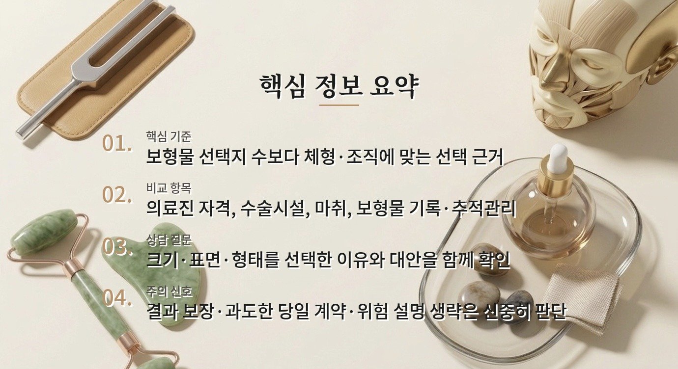 가슴성형 상담은 보형물 종류가 많은 병원이 더 좋은가요? 비교 가이드