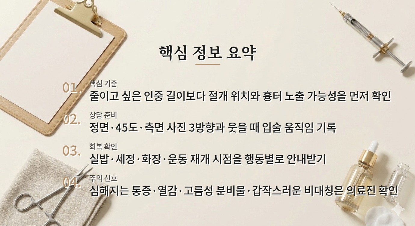 인중축소 수술, 절개 위치와 흉터 관리에서 먼저 확인할 항목 비교 가이드