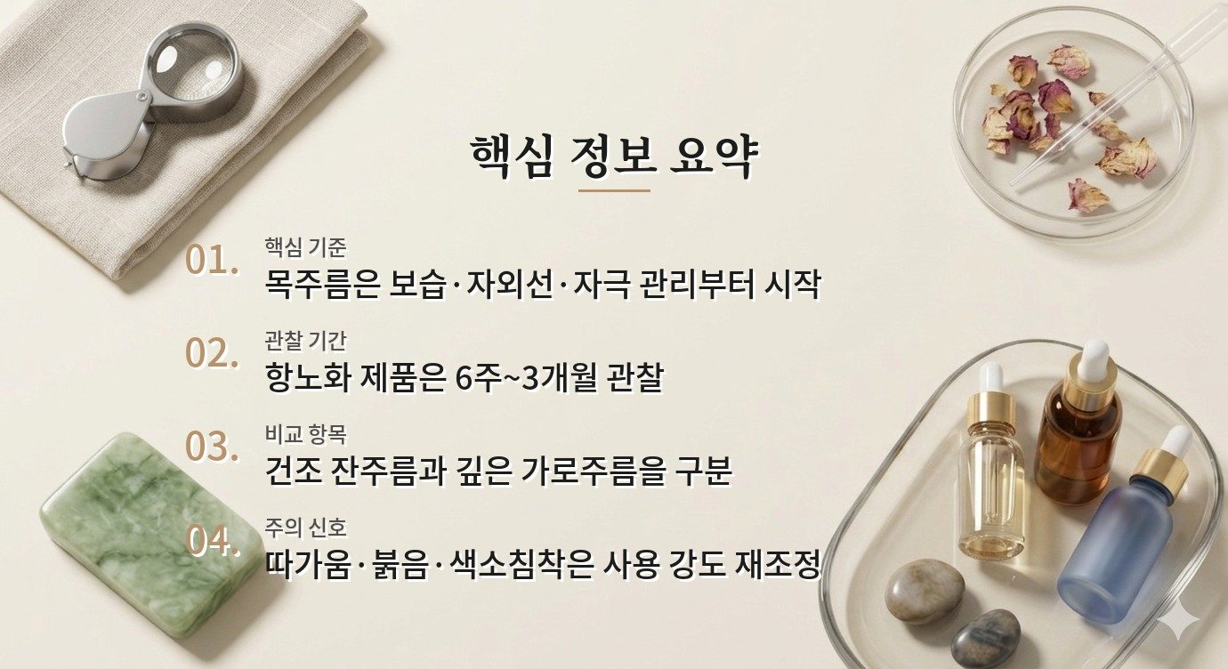 목주름 홈케어, 넥크림보다 보습·자외선·레티놀 순서를 먼저 볼 것 비교 가이드