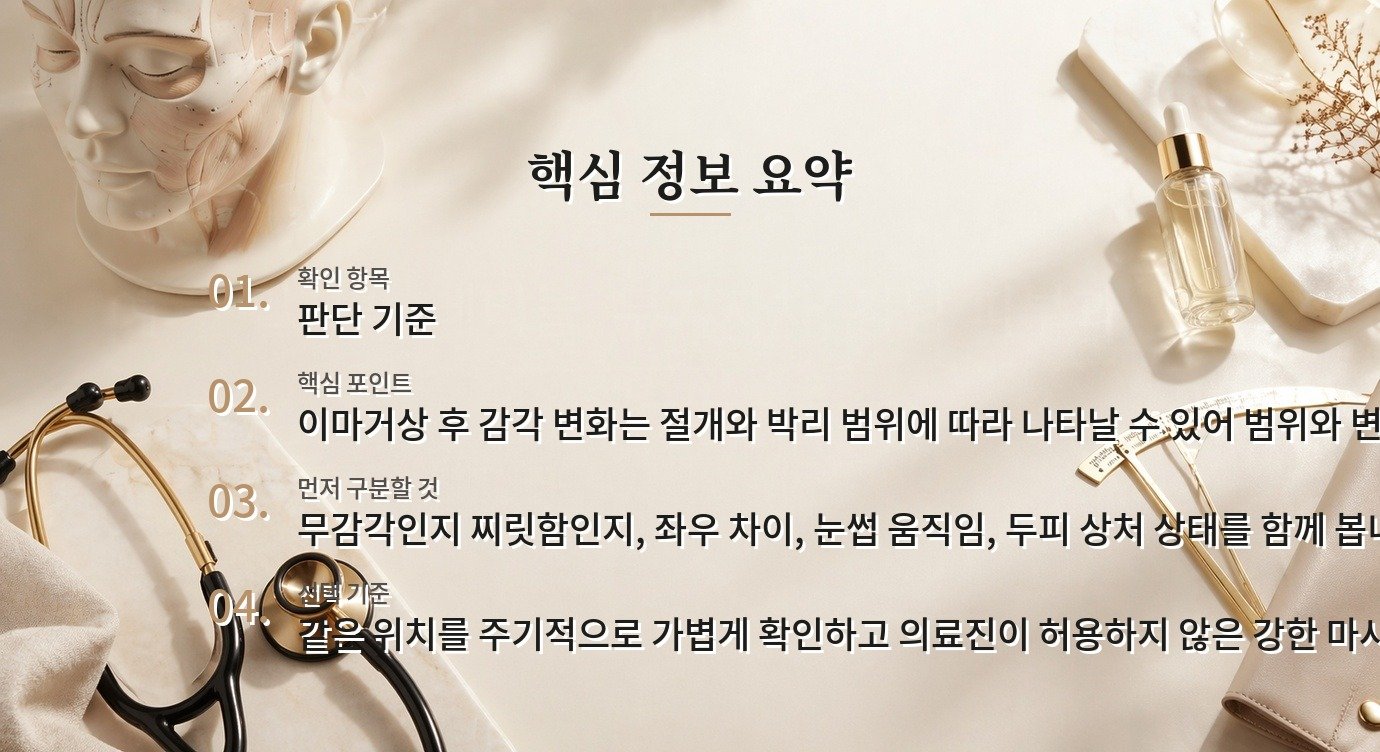 이마거상 후 헤어라인 감각 저하, 회복 관찰과 재진 기준 비교 가이드