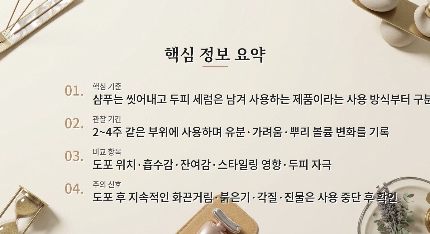 닥터포헤어 폴리젠 씨크닝 스칼프 세럼은 샴푸만 쓸 때보다 무엇이 다른가요? 비교 가이드