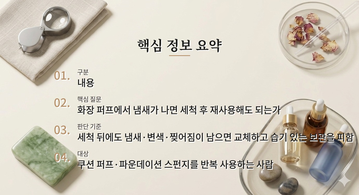메이크업 퍼프에서 냄새가 난다면, 세척과 교체를 구분할 때 비교 가이드